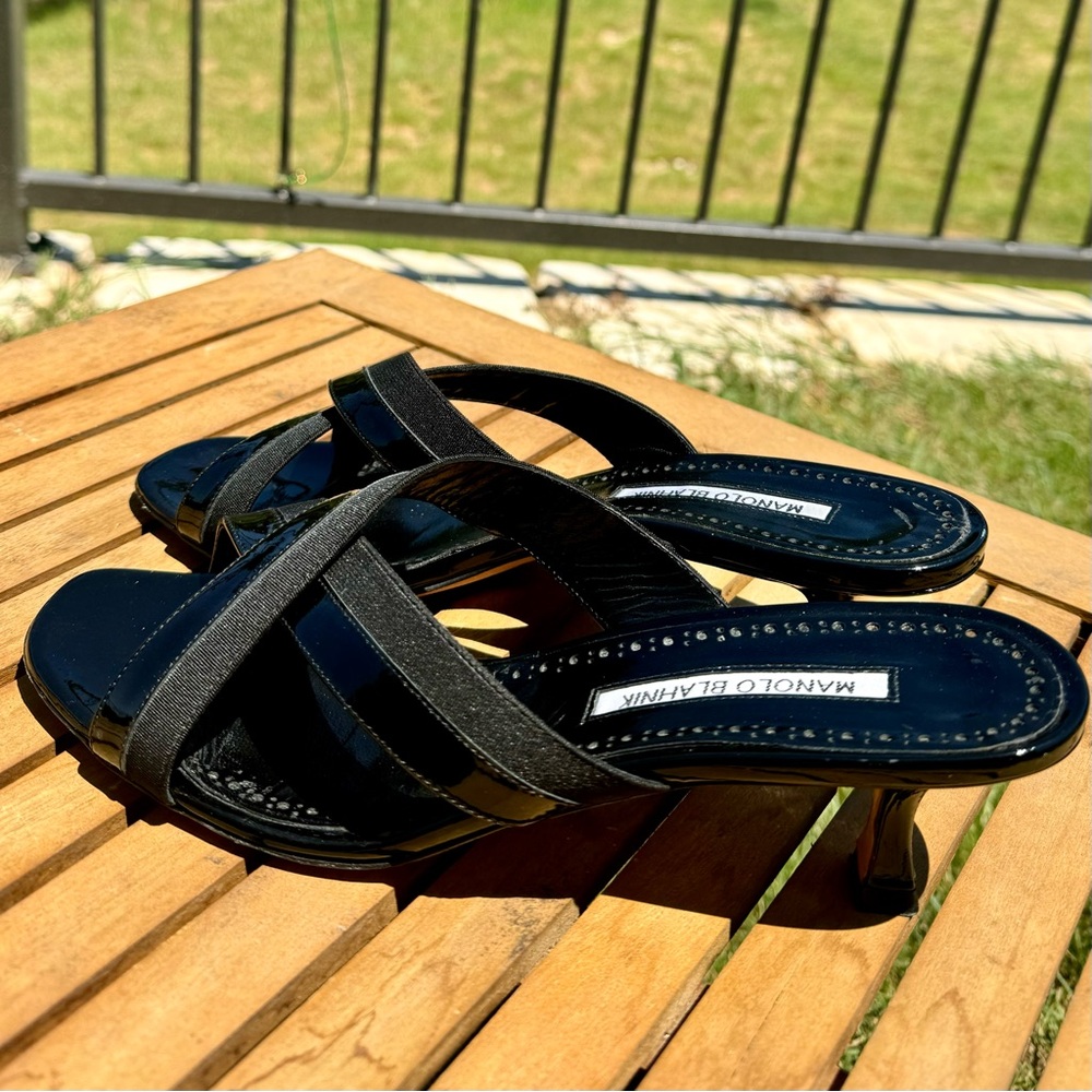 Manolo Blahnik Kitten Heel Sandal Slides